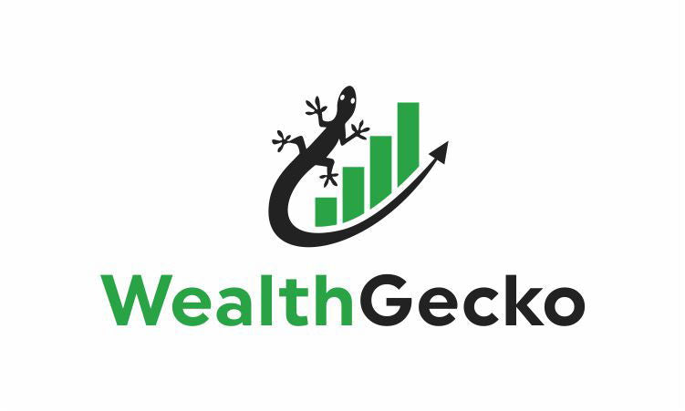 Domain name image featuring WealthGecko.com by YetiDomains, showcasing the website's branding and logo on a clean background.