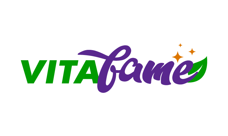 VitaFame.com domain name displayed on a digital screen with YetiDomains branding in the background.