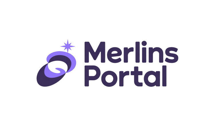 YetiDomains MerlinsPortal.com domain name logo with stylized text and design elements.