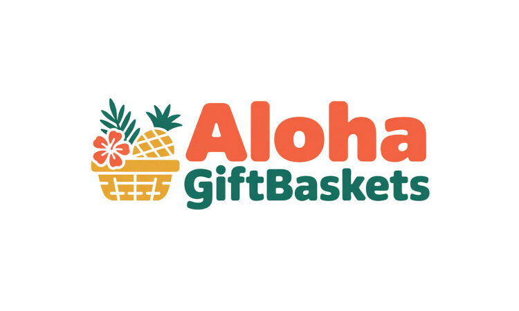 YetiDomains logo featuring the AlohaGiftBaskets.com domain name with tropical-themed design and vibrant colors.
