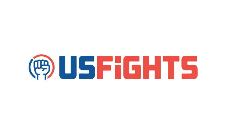 YetiDomains USFights.com domain name logo featuring bold text and a modern design on a white background.