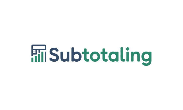 YetiDomains Subtotaling.com domain name logo image, featuring the brand's logo with the text "Subtotaling" on a clean background.