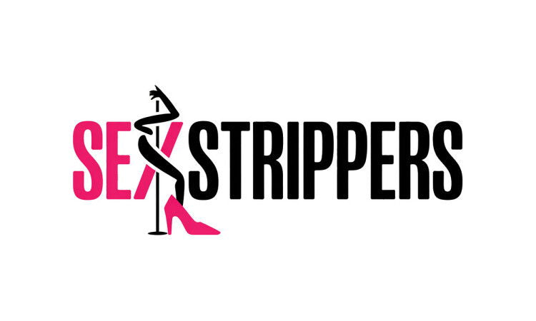 YetiDomains logo for SexStrippers.com domain name with a stylized design and branding elements.