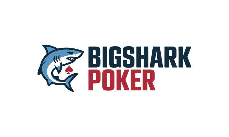 BigSharkPoker.com domain name logo with YetiDomains branding, featuring a shark graphic and poker-themed design.