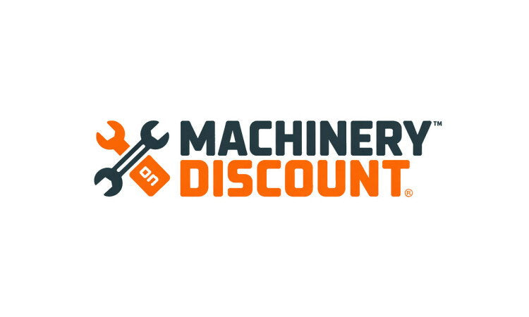 YetiDomains MachineryDiscount.com domain name logo with machinery-themed design and branding elements.