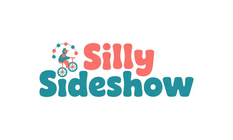 Logo image of SillySideShow.com domain name featuring YetiDomains branding and colorful cartoon-style design.
