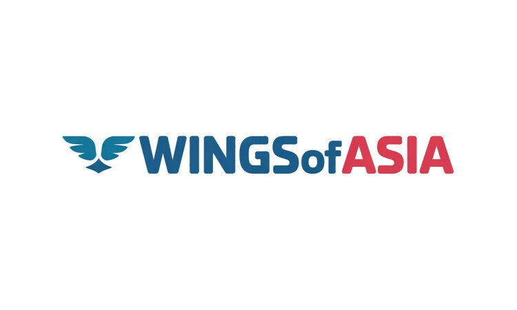YetiDomains WingsOfAsia.com domain name logo, featuring stylized text and Asian-inspired design elements.
