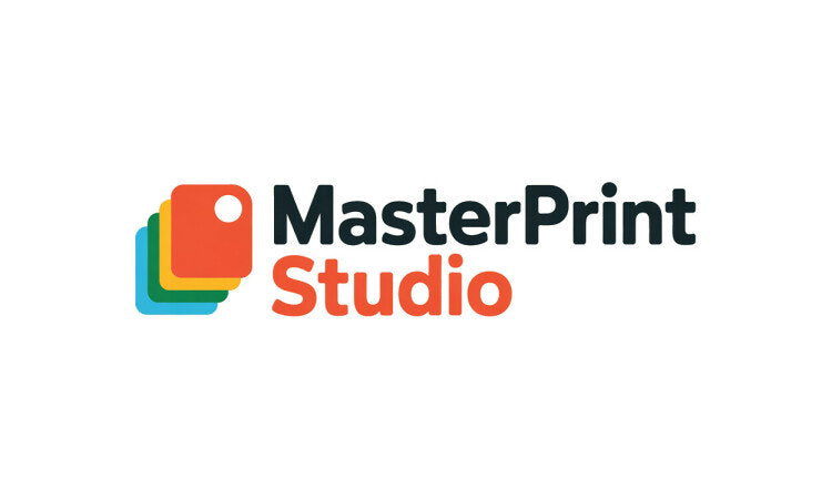 YetiDomains MasterPrintStudio.com domain name logo on a professional logo image with modern design.