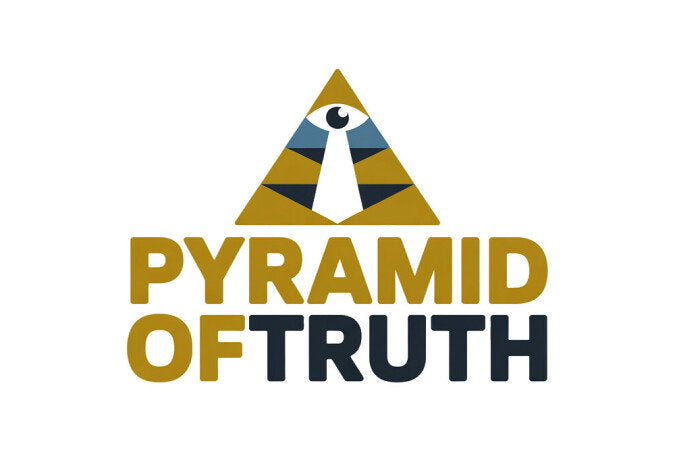 YetiDomains PyramidOfTruth.com domain name logo with a pyramid graphic on a white background.