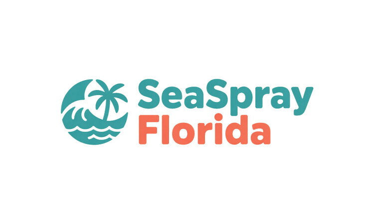 SeasprayFlorida.com domain name logo on a white background, featuring the YetiDomains brand logo in black text.