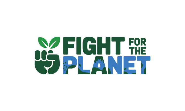 YetiDomains FightForThePlanet.com domain name logo with text and Earth-themed design.