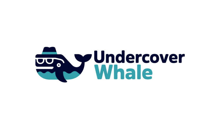 YetiDomains UndercoverWhale.com domain name logo featuring a whale illustration and branding on a white background