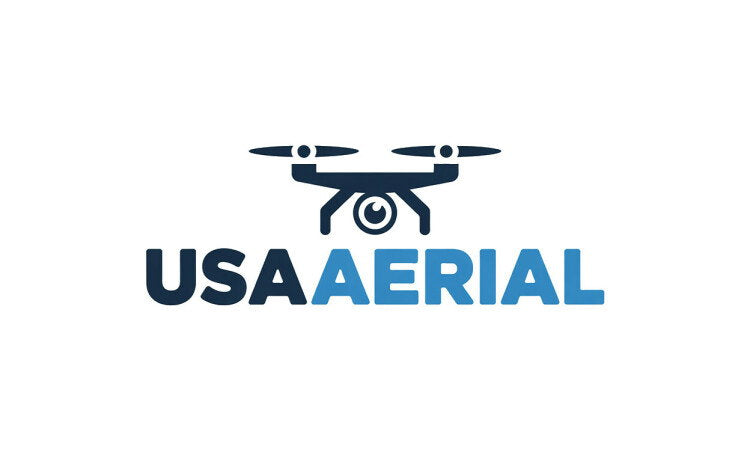 YetiDomains logo for USAAerial.com domain name, featuring a modern design with aerial imagery elements.