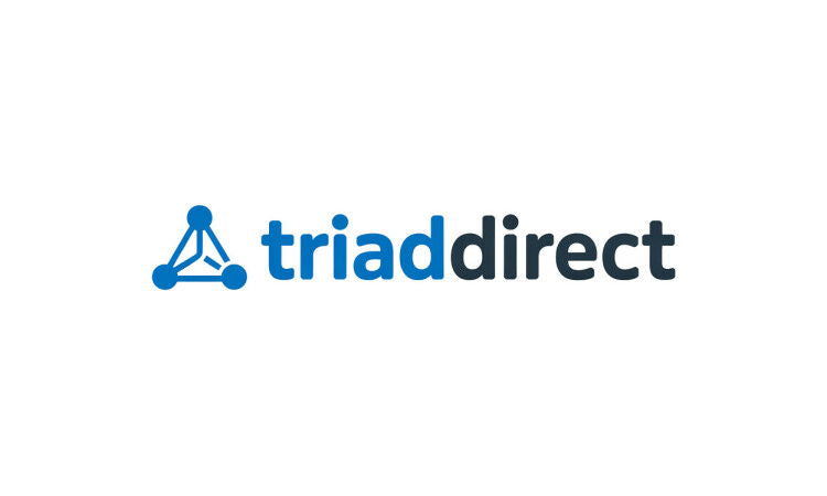 YetiDomains TriadDirect.com domain name logo with stylized triangular design on a white background.