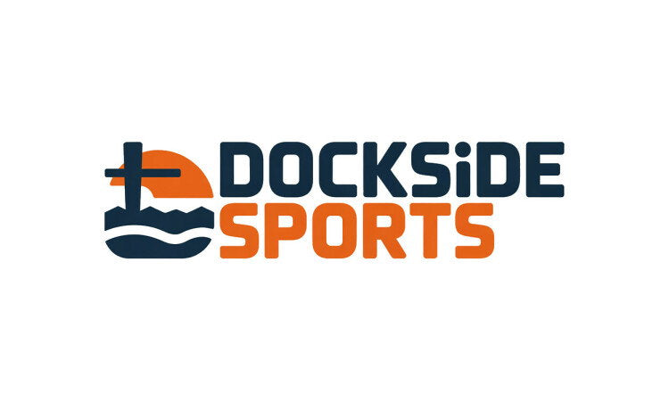 YetiDomains DocksideSports.com domain name logo featuring a nautical-themed design with bold lettering and maritime imagery.