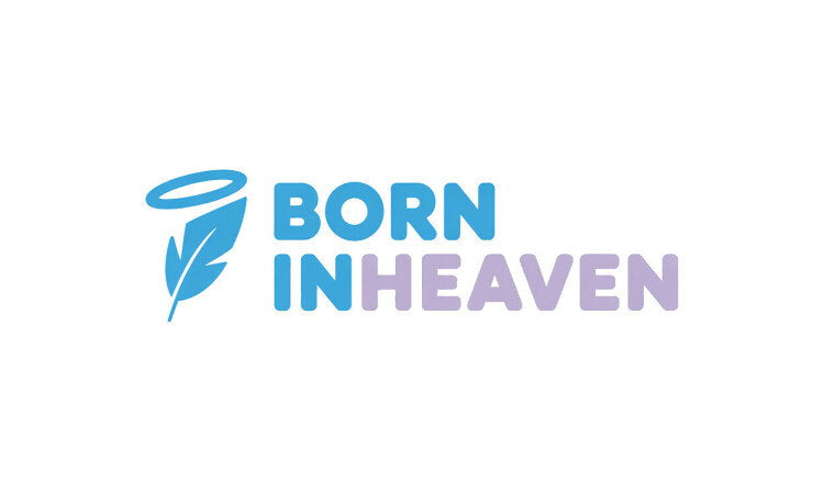 BornInHeaven.com domain name logo, featuring YetiDomains branding and a clean, professional design.