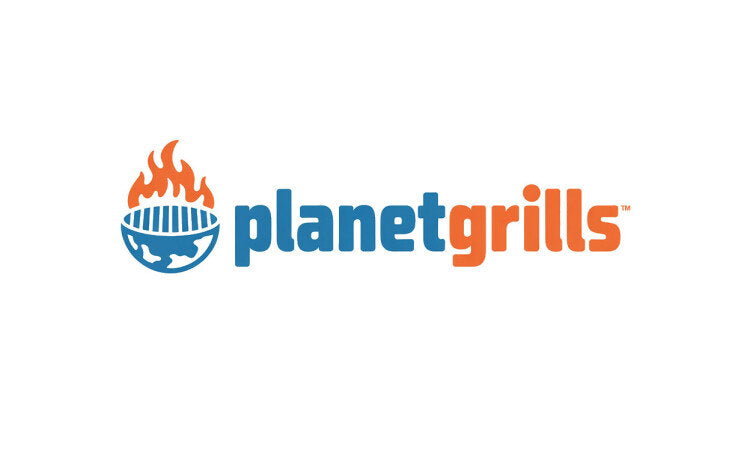 YetiDomains PlanetGrills.com domain name logo featuring the brand name and logo design on a white background