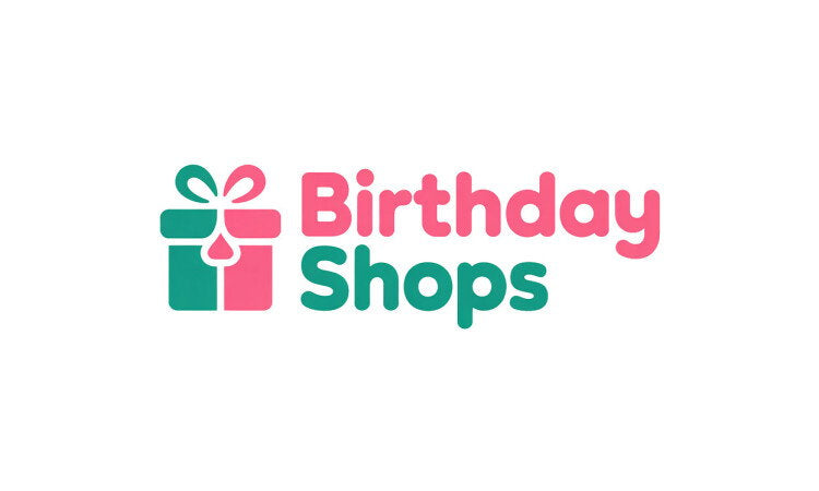 YetiDomains logo for BirthdayShops.com domain name with colorful birthday-themed design.