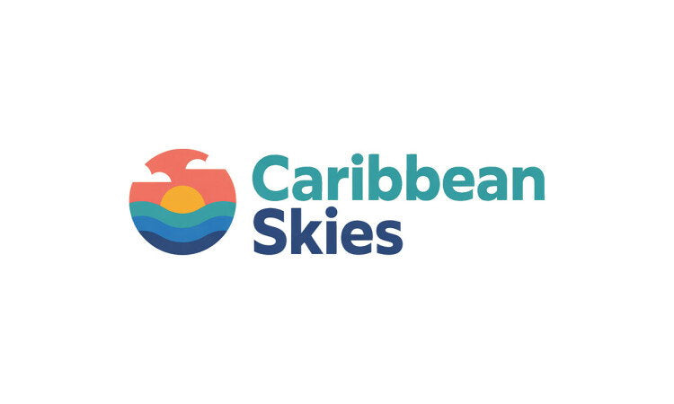 CaribbeanSkies.com domain name logo with YetiDomains branding, featuring a stylized cloud and sky design.