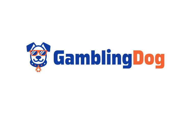 YetiDomains GamblingDog.com domain name logo featuring a playful dog and gaming-themed design.