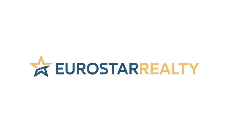 EuroStarRealty.com domain name logo with YetiDomains branding, featuring a professional logo design for real estate business.