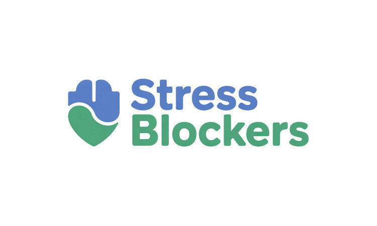 YetiDomains StressBlockers.com domain name logo with stylized text on a white background.