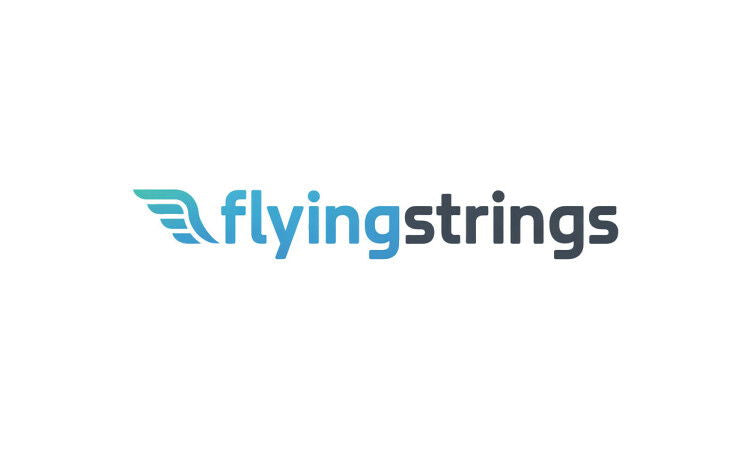 YetiDomains FlyingStrings.com domain name logo featuring the FlyingStrings logo with stylized text and branding elements.