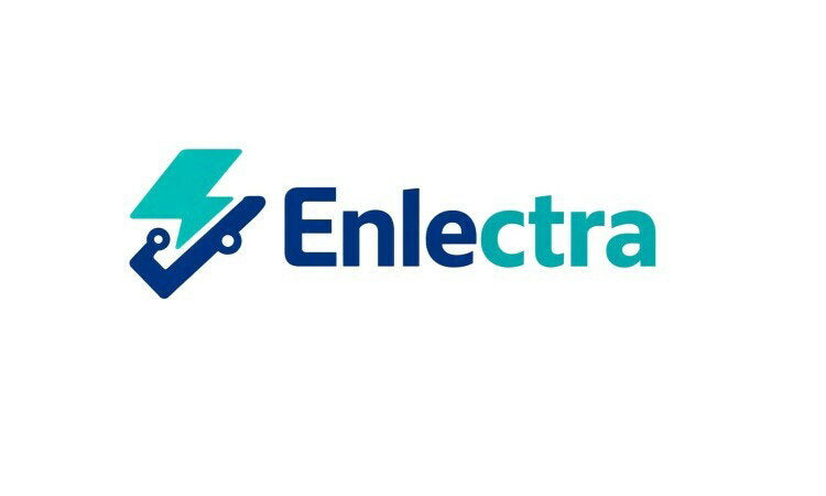 YetiDomains Enlectra.com domain name logo, black and white design with stylized text on a white background