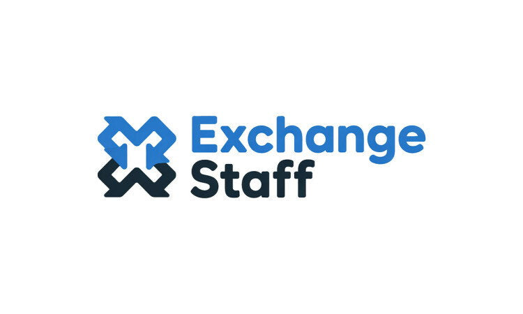 YetiDomains ExchangeStaff.com domain name logo with stylized text and modern design on white background.