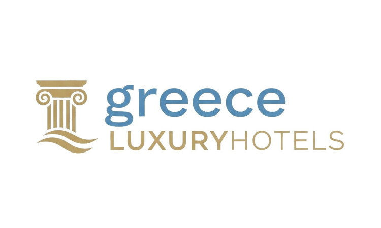 YetiDomains GreeceLuxuryHotels.com domain name logo on a white background, representing a premium travel and hotel booking website.