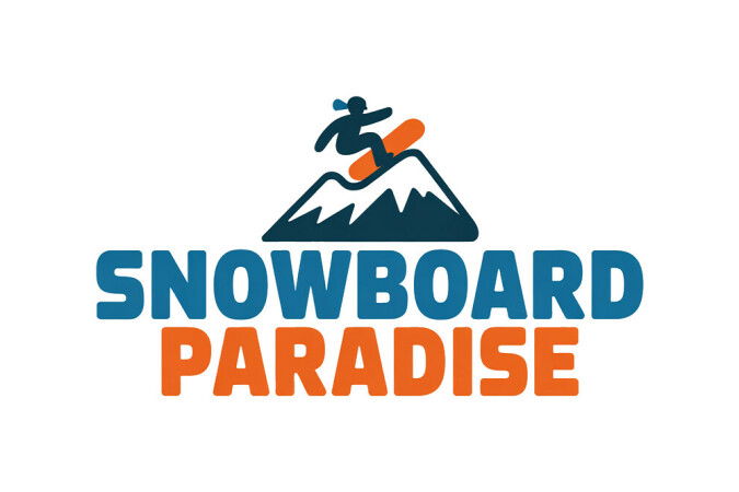 YetiDomains SnowboardParadise.com domain name logo featuring snowboarding imagery and mountain graphics.