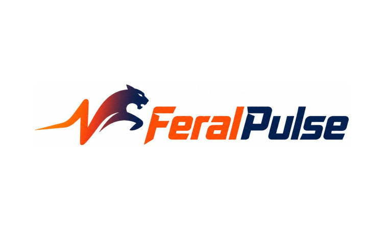FeralPulse.com domain name logo with YetiDomains branding, featuring a sleek design and modern typography.