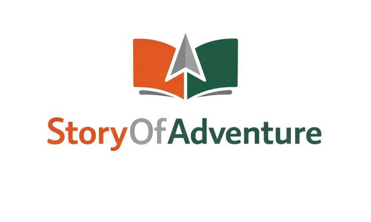 YetiDomains logo for the domain name StoryOfAdventure.com, featuring a stylized logo with adventure-themed design elements.