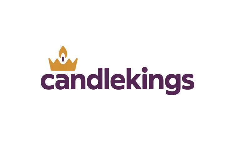YetiDomains CandleKings.com domain name logo with stylized candle graphic and elegant font design.