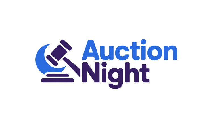 AuctionNight.com domain name logo featuring the YetiDomains brand logo on a clean background.