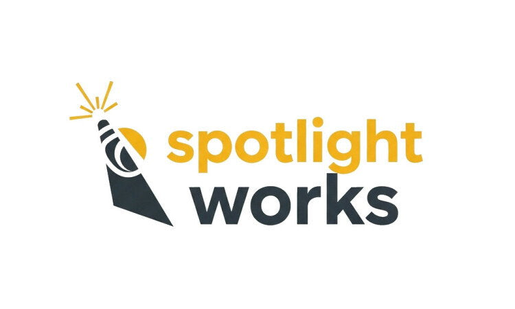 YetiDomains SpotlightWorks.com domain name logo with SpotlightWorks branding and logo design.