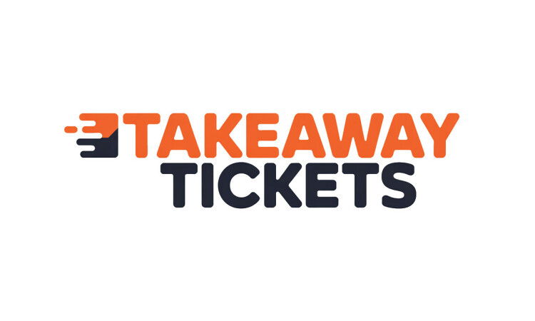 YetiDomains TakeawayTickets.com domain name logo with stylized text on a white background.