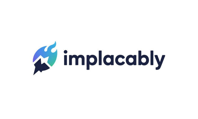 YetiDomains Implacably.com domain name logo featuring the brand's text and logo design.