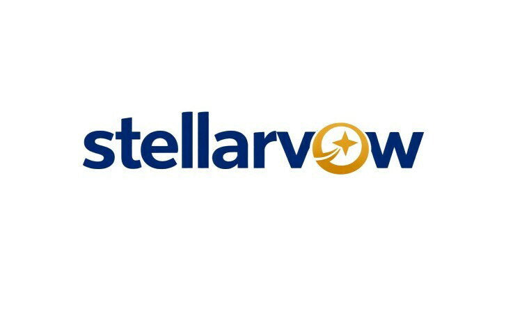Logo image for StellarVow.com domain name by YetiDomains, featuring the StellarVow brand name in a modern design.