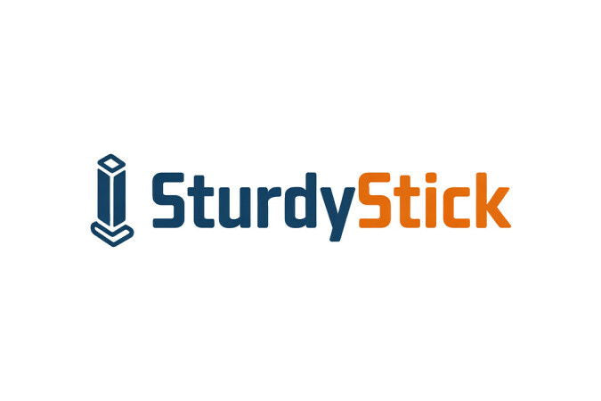 YetiDomains SturdyStick.com domain name logo featuring a modern design and bold typography.