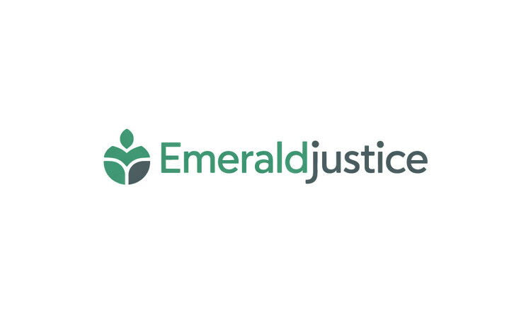 YetiDomains emeraldjustice.com domain name logo with green and black design featuring the Emerald Justice brand icon.
