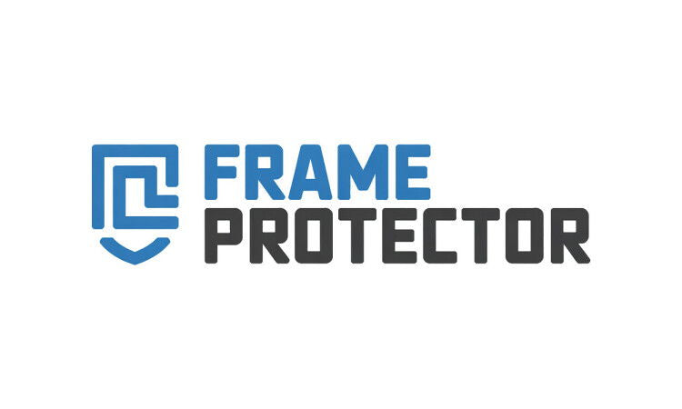 YetiDomains FrameProtector.com logo featuring the domain name with a modern design and branding elements.