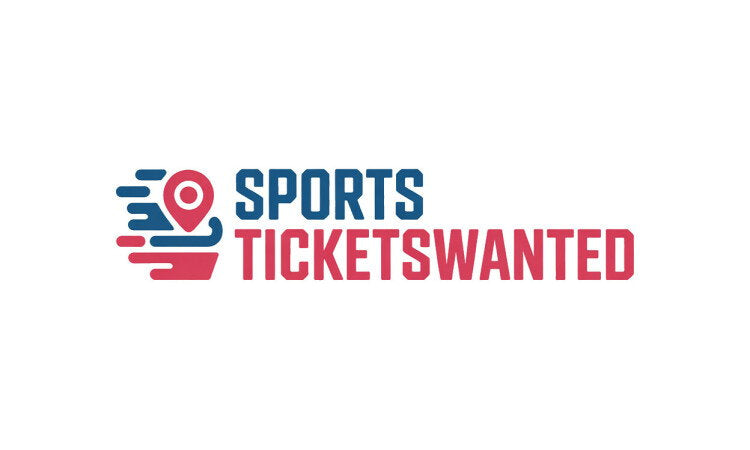 YetiDomains SportsTicketsWanted.com domain logo featuring a sports ticket icon and modern design.