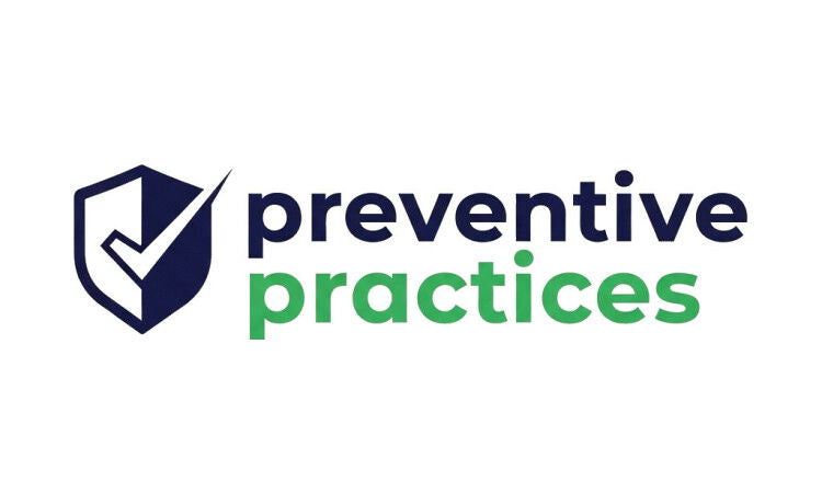 PreventivePractices.com domain name logo with YetiDomains branding, featuring a professional logo design on a white background.