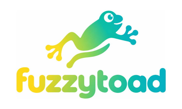 YetiDomains FuzzyToad.com domain name logo with fuzzy toad graphic and branding elements.