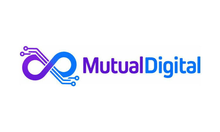 YetiDomains logo for MutualDigital.com domain name, featuring modern design with the name in sleek typography.