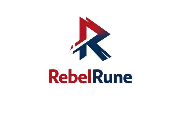 YetiDomains RebelRune.com domain name logo with stylized design on a white background.