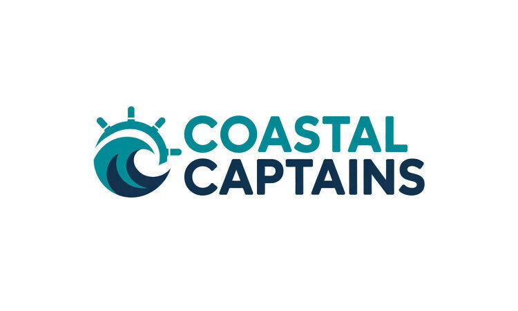YetiDomains CoastalCaptains.com domain name logo featuring a nautical-themed design with maritime elements.