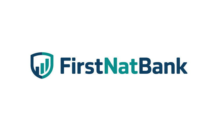 YetiDomains FirstNatBank.com domain logo with a professional design and branding elements.