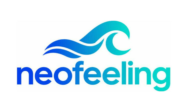 YetiDomains NeoFeeling.com domain name logo featuring the brand logo and domain branding on a white background.